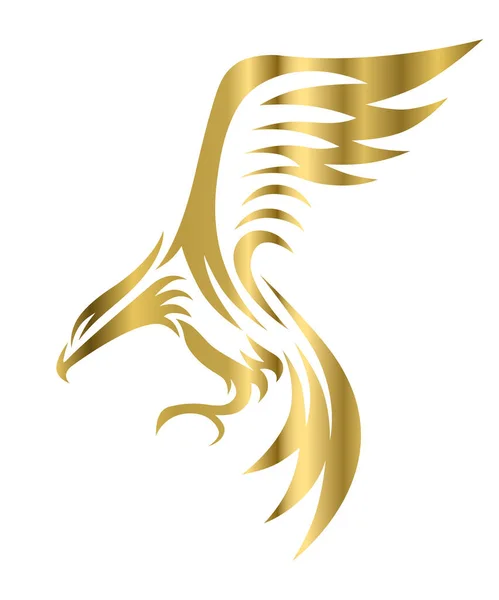 Logo Oro Vector Águila Que Está Volando — Vector de stock