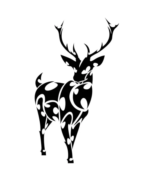 鹿线艺术的载体是站立的 可用作装饰或标志 — 图库矢量图片