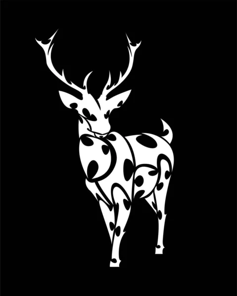 鹿线艺术的载体是站立的 可用作装饰或标志 — 图库矢量图片