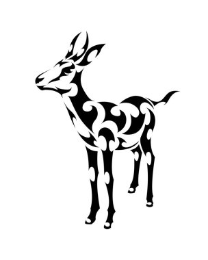 Springbok 'un çizgi sanat vektörü ayakta duruyor.