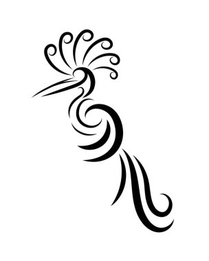 Line art vector logo of abstract bird that is hanging on a branch.	