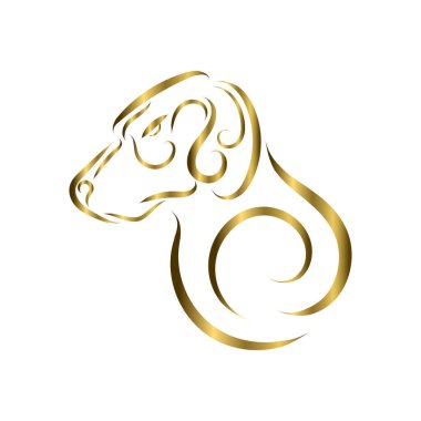 Altın çizgili köpek kafası sanatı.