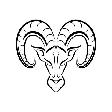 Ram Head 'in çizgi vektör logosu. Koç burcunun işareti..