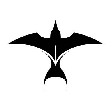 Black Silhouette Vector illustration on a white background of a Flying Swallow. Suitable for making logo.	