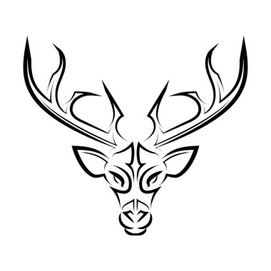 Siyah beyaz çizgili geyik kafası sanatı. Sembol, maskot, simge, avatar, dövme, tişört tasarımı, logo veya istediğiniz herhangi bir tasarım için iyi bir kullanım.