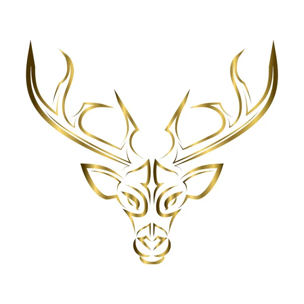 Gold Line Art Deer Head Good Use Symbol Mascot Icon — Stock Vector