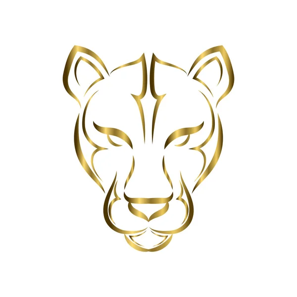 美洲狮头的金线艺术 很好地使用符号 吉祥物 T恤衫设计 标志或任何你想要的设计 — 图库矢量图片