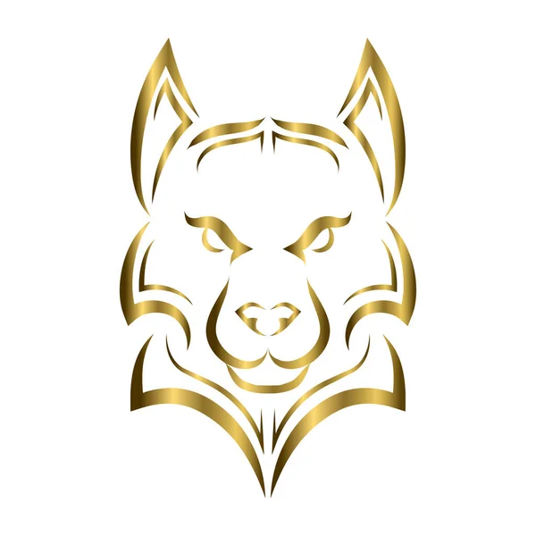 Gouden Lijn Kunst Van Wolfskop Goed Gebruik Voor Symbool Mascotte — Stockvector