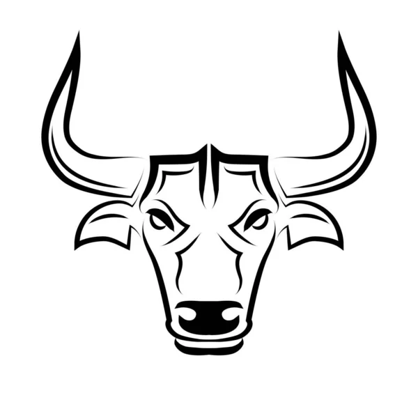 Línea Vector Ilustración Vista Frontal Bull Son Signos Del Zodíaco — Vector de stock