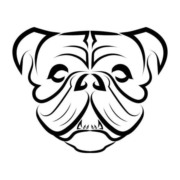 Arte Línea Blanco Negro Bulldog Pug Dog Head Buen Uso — Archivo Imágenes Vectoriales