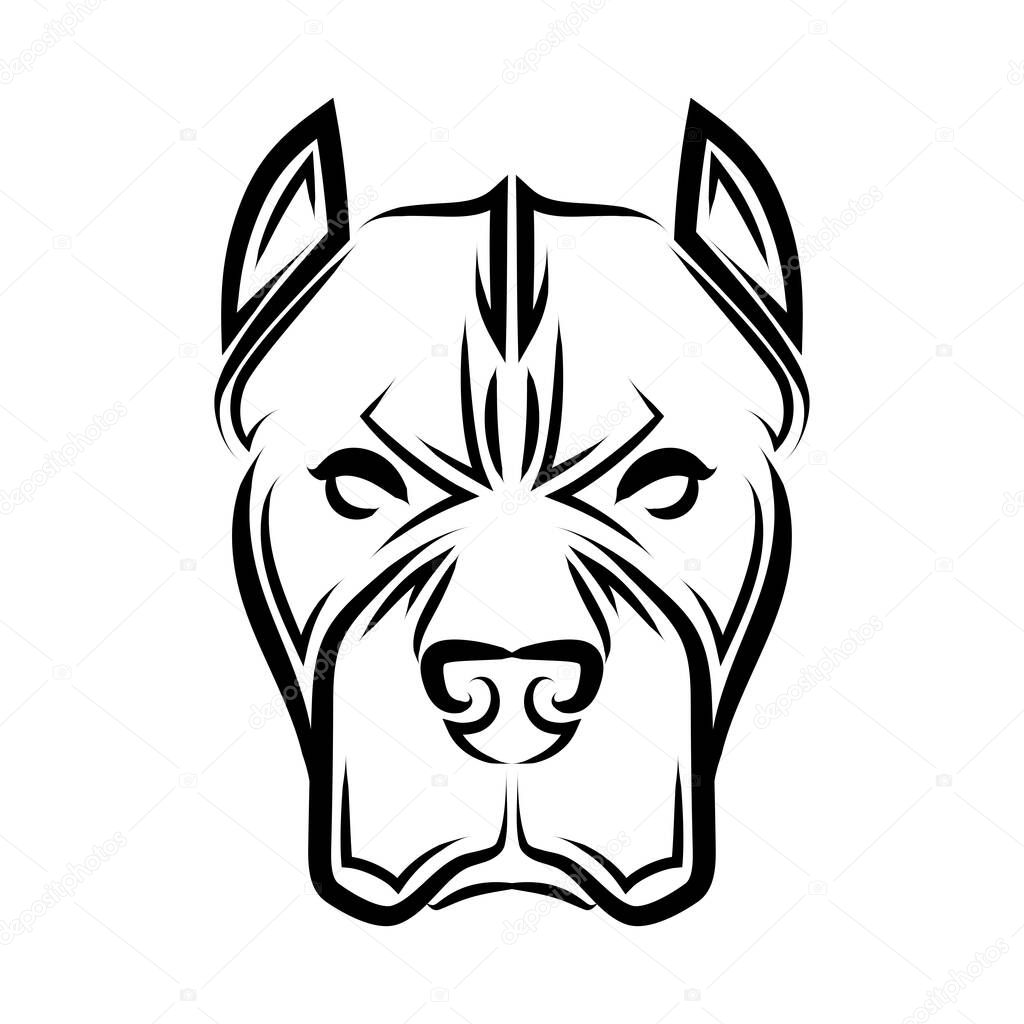 Black and white line art of pitbull dog head. Good use for symbol, mascot, icon, avatar, tattoo, T Shirt design, logo or any design you want.