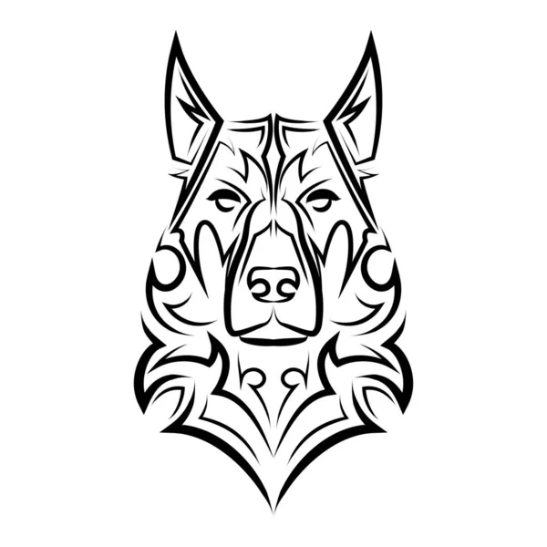 德国牧羊犬头部黑白线条艺术 很好地使用符号 吉祥物 T恤衫设计 标志或任何你想要的设计 — 图库矢量图片
