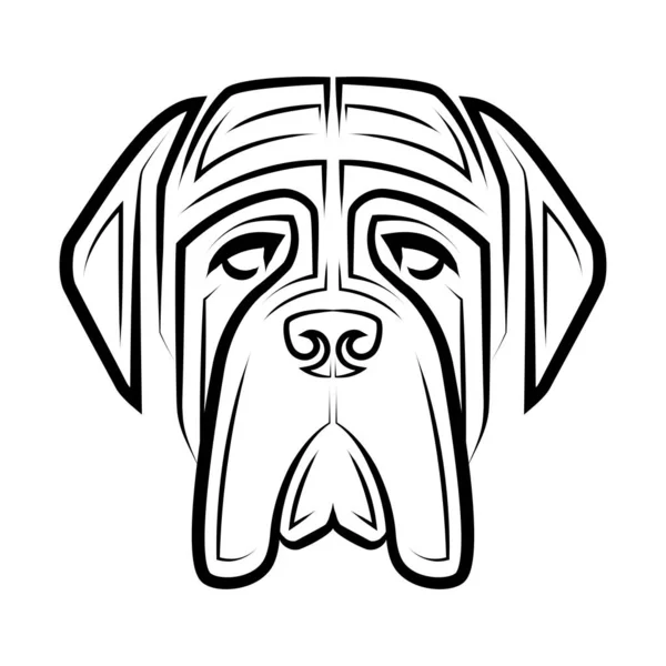 Black White Line Art Czech Mastiff Dog Head Dobré Použití — Stockový vektor