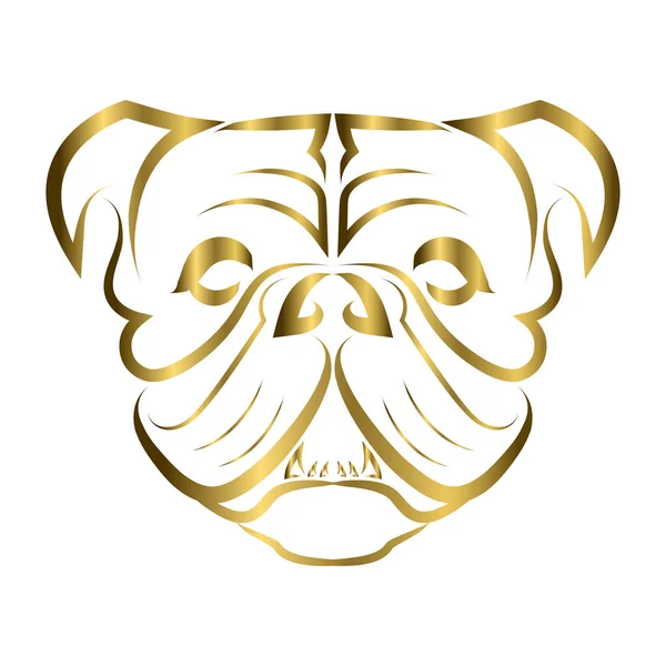 Arte Linha Ouro Bulldog Cabeça Cão Pug Bom Uso Para — Vetor de Stock