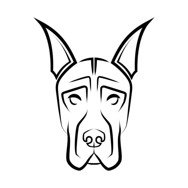 Arte Linha Preta Branca Cabeça Cão Great Dane Bom Uso — Vetor de Stock