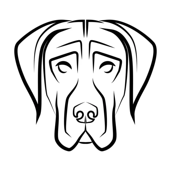 グレートデーン犬の頭の黒と白のラインアート シンボル マスコット アイコン アバター タトゥー Tシャツデザイン またはあなたが望むデザインに適しています — ストックベクタ