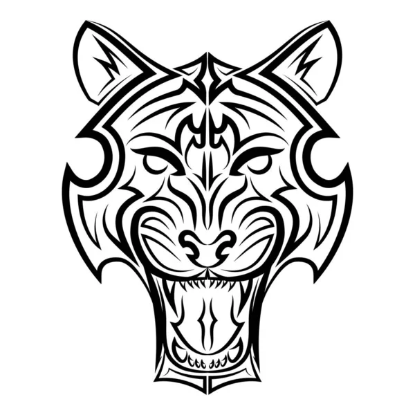 Art Ligne Noir Blanc Tête Tigre Bon Usage Pour Symbole — Image vectorielle