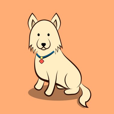 Şirin Çizgi Film Vektör Köpek Çizimi.