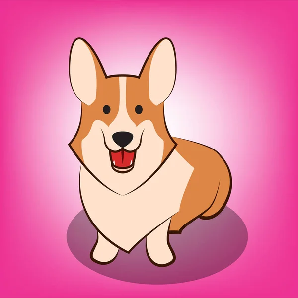 Desenhos Animados Bonito Vector Ilustração Cão Corgi — Vetor de Stock