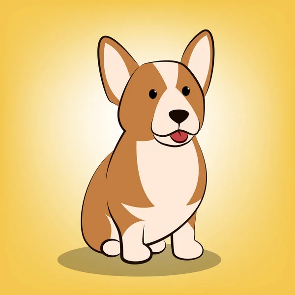 Χαριτωμένο Cartoon Vector Εικονογράφηση Ενός Σκύλου Corgi — Διανυσματικό Αρχείο