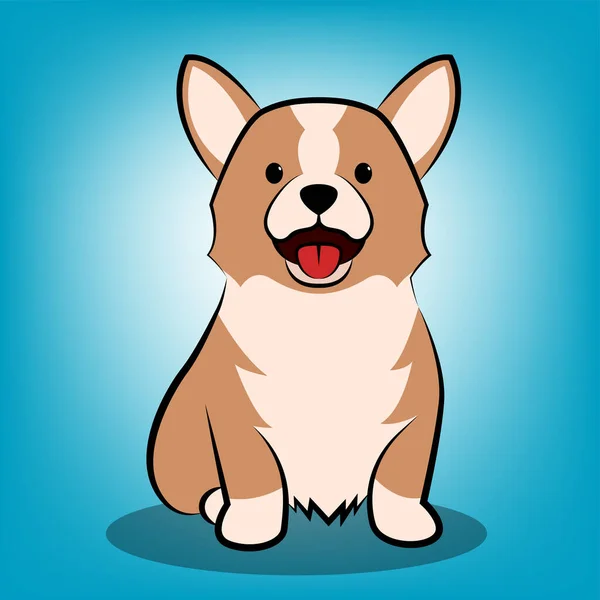 Desenhos Animados Bonito Vector Ilustração Cão Corgi — Vetor de Stock