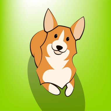 Corgi köpeğinin şirin Çizgi film Vektör İllüstrasyonu