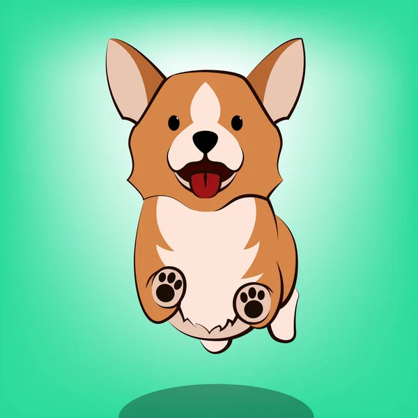 Desenhos Animados Bonito Vector Ilustração Cão Corgi — Vetor de Stock