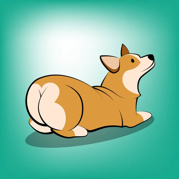 Desenhos Animados Bonito Vector Ilustração Cão Corgi — Vetor de Stock