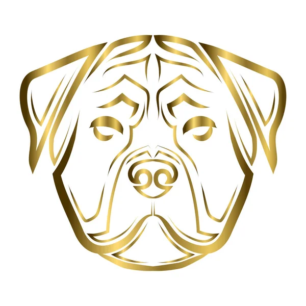 Arte Línea Oro Cabeza Perro Rottweiler Buen Uso Para Símbolo — Vector de stock