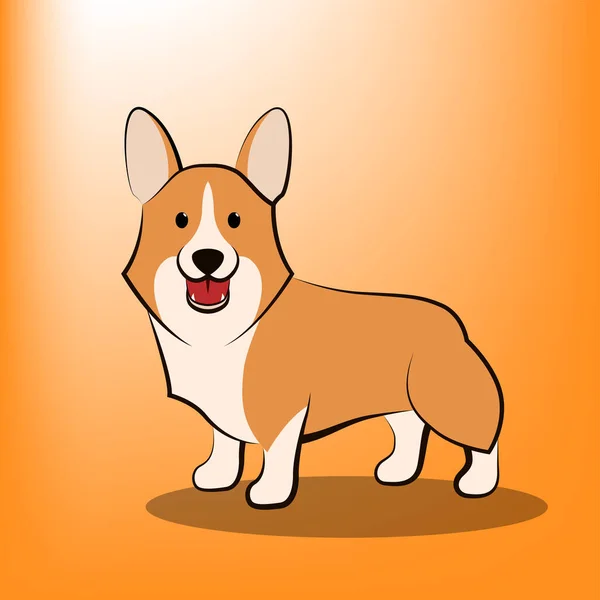 Carino Cartone Animato Vettore Illustrazione Cane Corgi Piedi — Vettoriale Stock