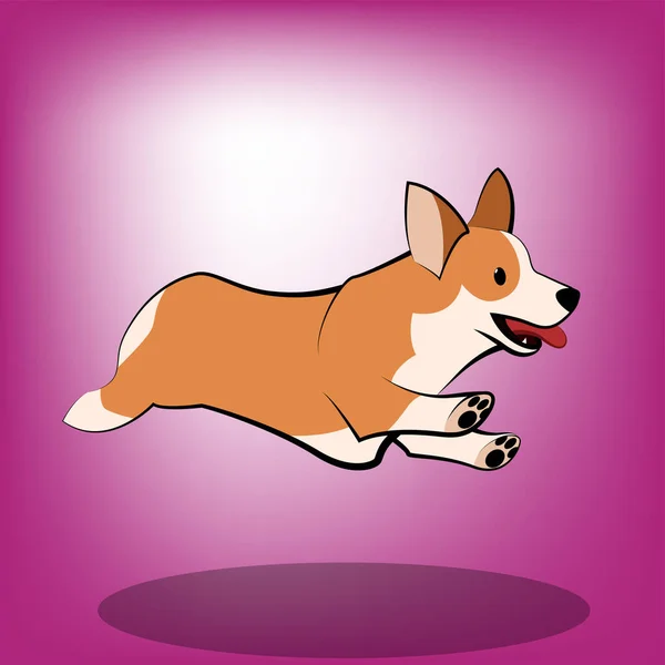 Cute Cartoon Vector Illustration Corgi Dog 달리고 — 스톡 벡터