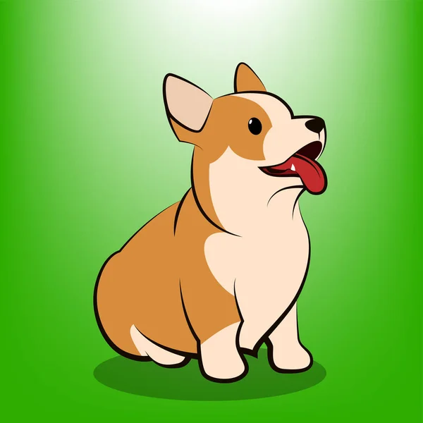 Cute Cartoon Vector Ilustración Perro Corgi Está Sentado — Archivo Imágenes Vectoriales