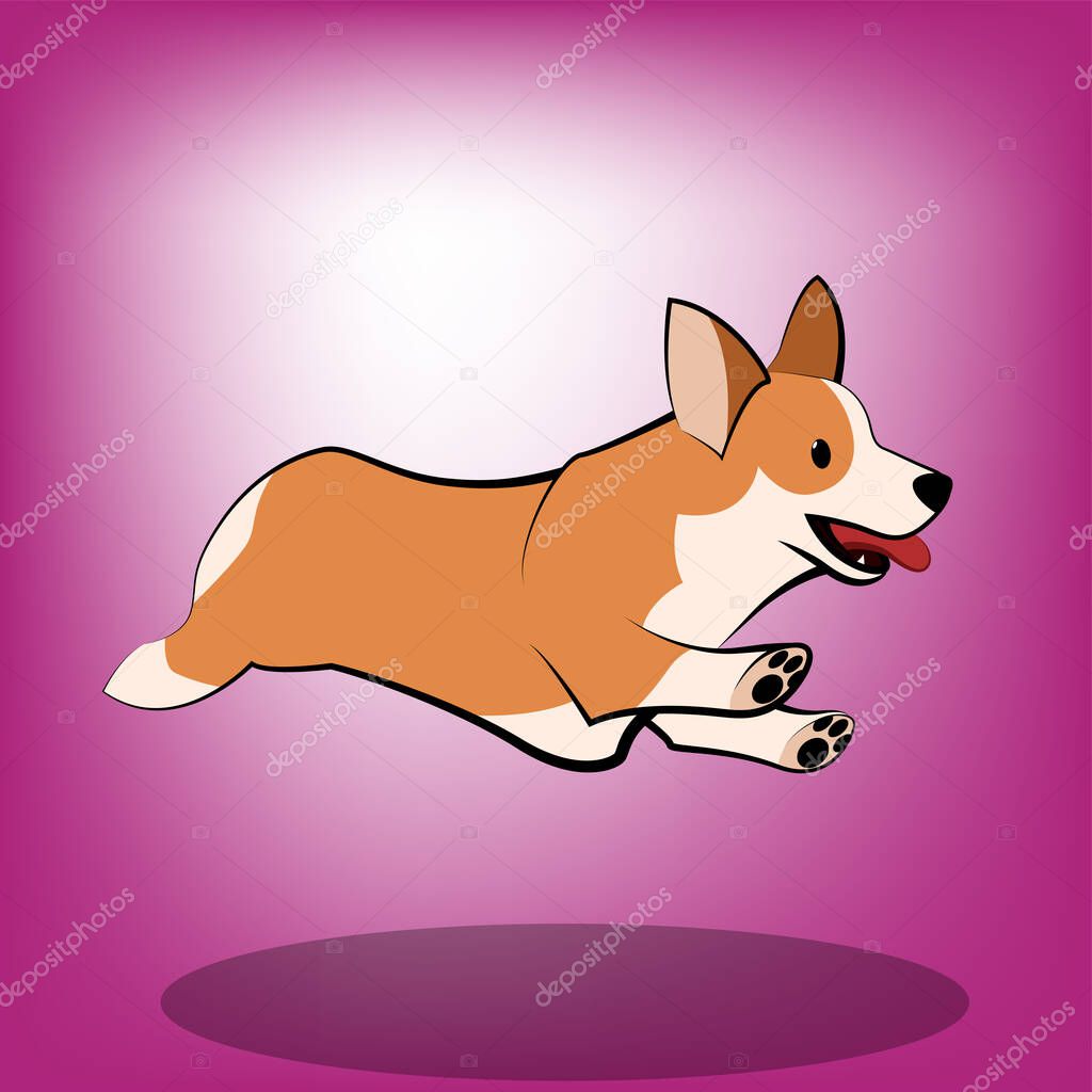 Cute Cartoon Vector Illustration of a corgi dog It is running
