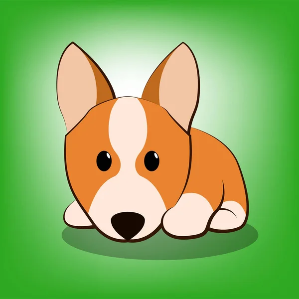 Desenhos Animados Bonitos Vector Ilustração Cachorro Corgi — Vetor de Stock