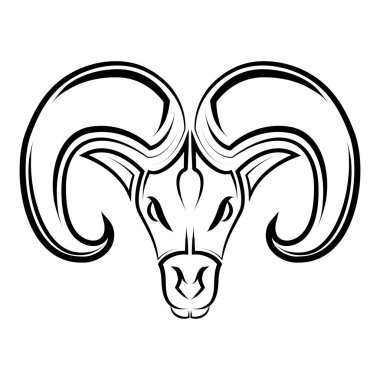 Black and white line art of Barbary sheep head. Good use for symbol, mascot, icon, avatar, tattoo, T Shirt design, logo or any design you want. clipart