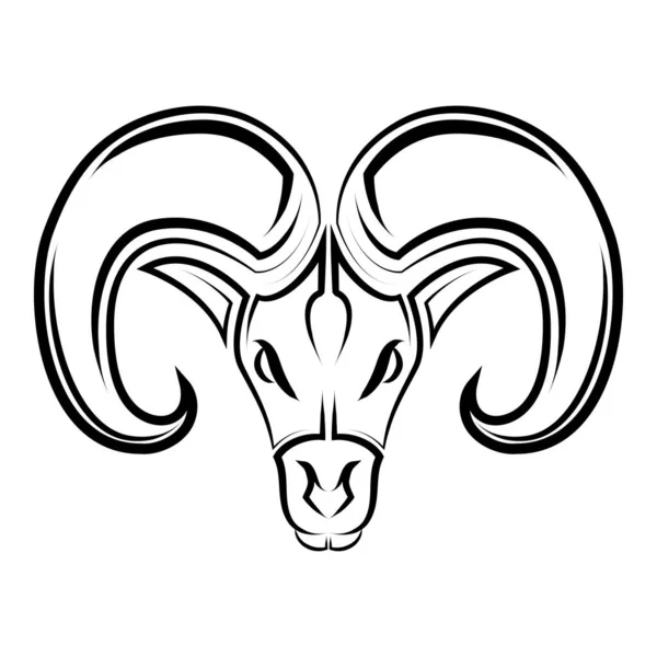 Black White Line Art Barbary Sheep Head Good Use Symbol — Stock Vector