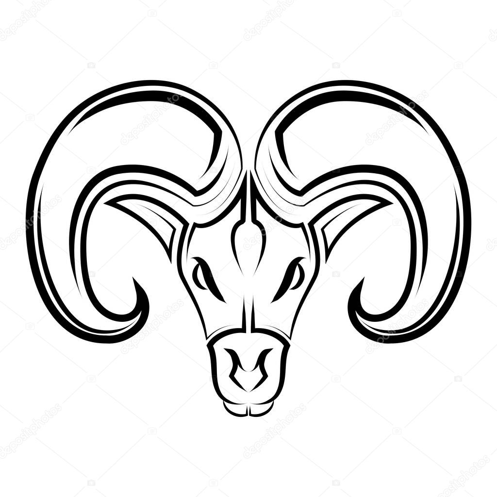 Black and white line art of Barbary sheep head. Good use for symbol, mascot, icon, avatar, tattoo, T Shirt design, logo or any design you want.