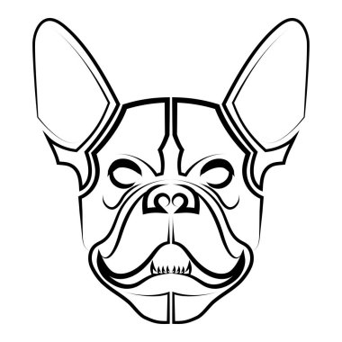 Fransız buldog kafasının siyah beyaz çizgili sanatı sembol ikonu avatar dövmesi T-Shirt tasarım logosu ya da istediğiniz herhangi bir tasarım için iyi bir kullanım