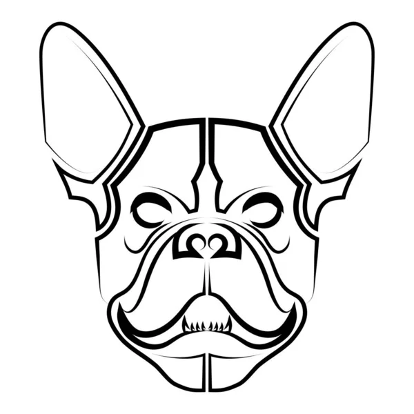 Arte Línea Blanco Negro Cabeza Del Bulldog Francés Buen Uso — Vector de stock