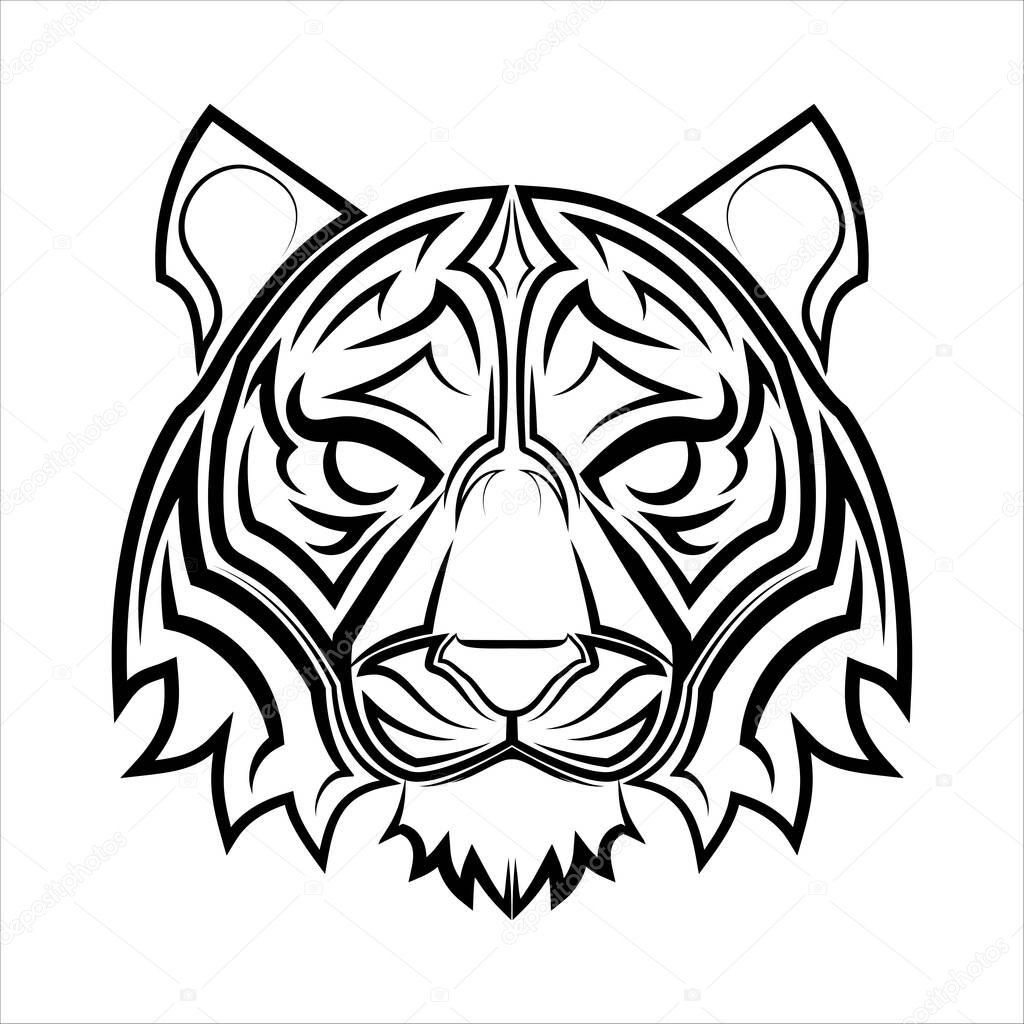 Black and white line art of tiger head Good use for symbol mascot icon avatar tattoo T Shirt design logo or any design