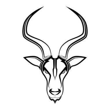 Impala başlığının çizgi sanat vektörü dekorasyon ya da logo çizgisi için uygun springbok başlığının sanat vektörü dekorasyon ya da logo için uygun
