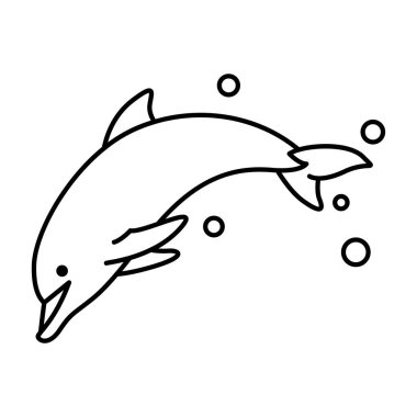 Bir yunusun çizgi sanat vektörü çizimi