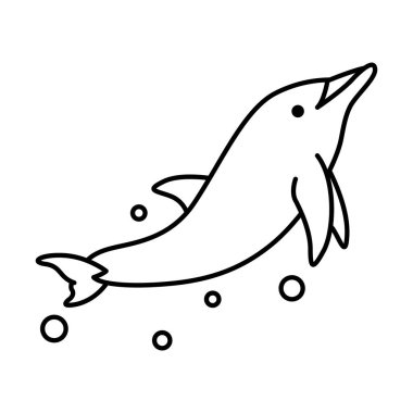 Bir yunusun çizgi sanat vektörü çizimi