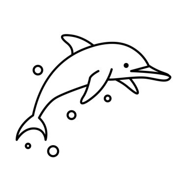 Bir yunusun çizgi sanat vektörü çizimi