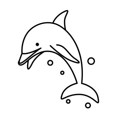Bir yunusun çizgi sanat vektörü çizimi