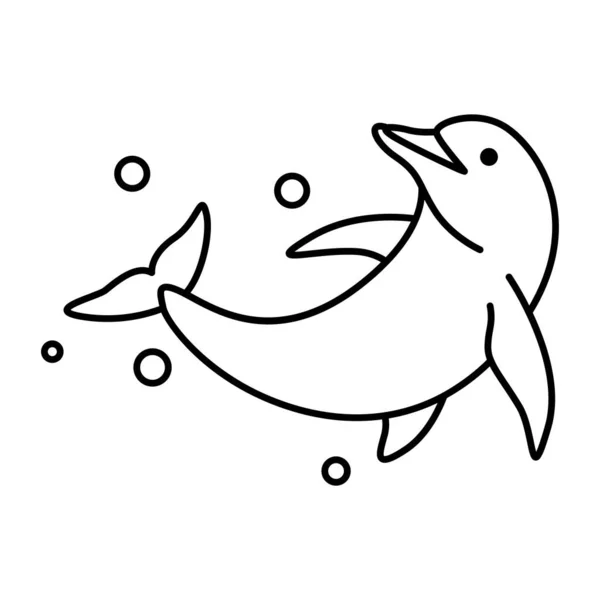Лінійне Мистецтво Векторна Ілюстрація Дельфіна — стоковий вектор