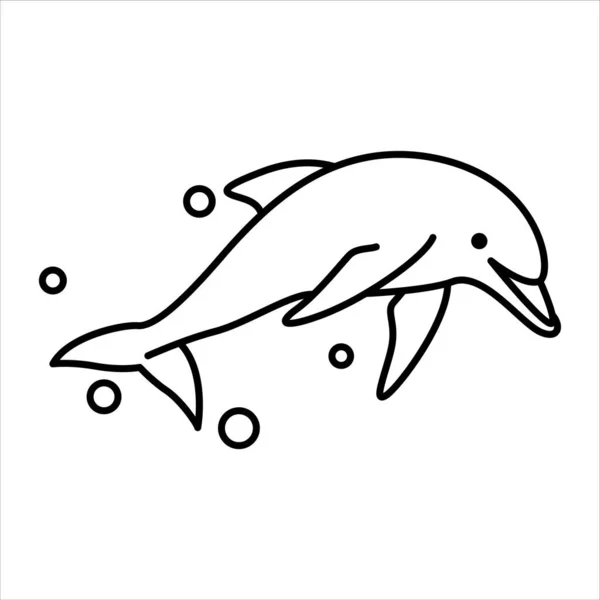 Line Art Vector Illustration Dolphin — Stock Vector