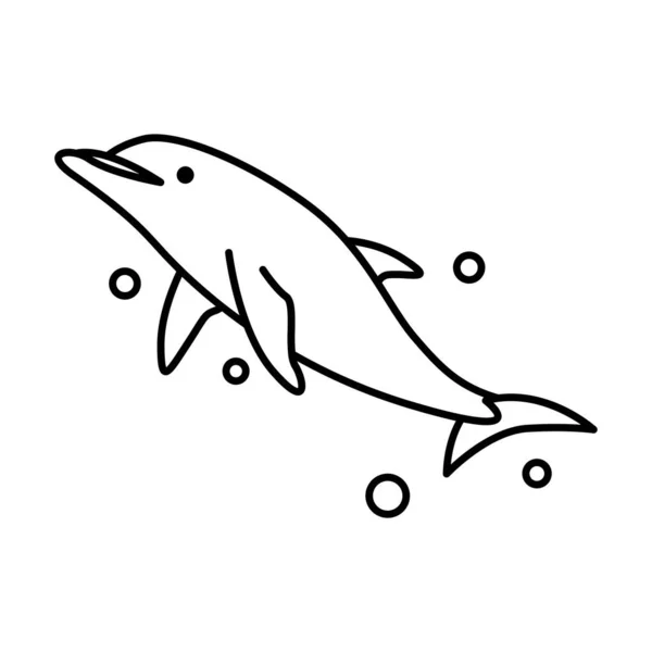 Line Art Vector Illustration Dolphin — Stock Vector