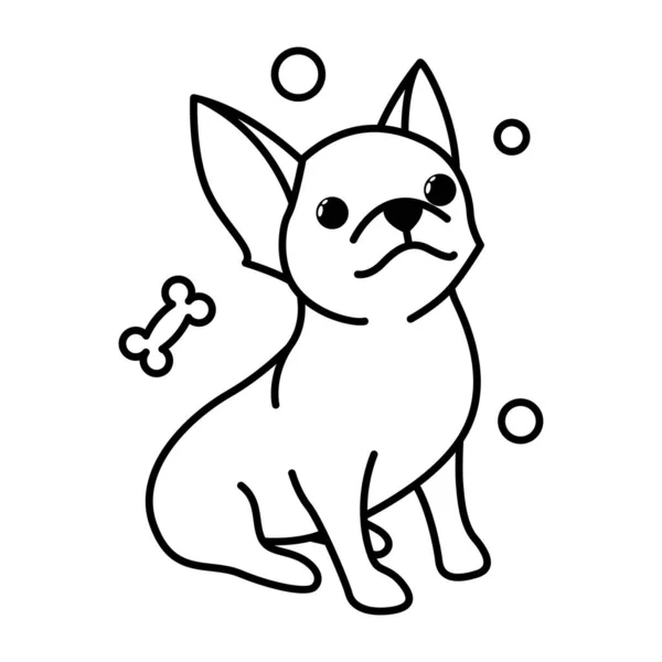 Cute Cartoon Vector Illustration Icon Chihuahua Puppy Dog Outline Style — Stock Vector