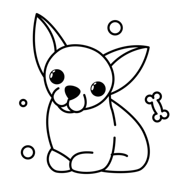 Cute Cartoon Vector Illustration Icon Chihuahua Puppy Dog Outline Style — Stock Vector